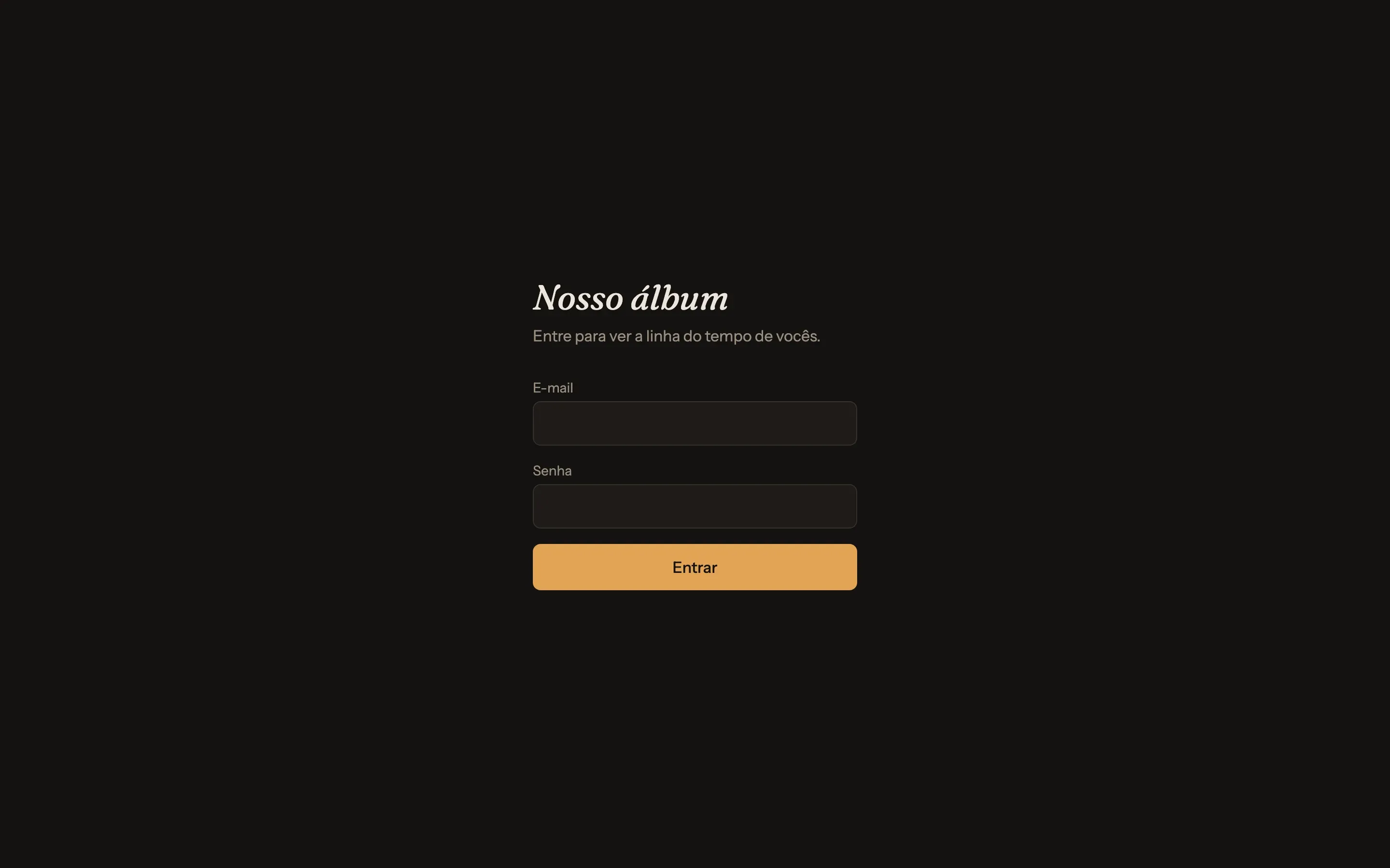 Photo Album sign-in screen — the app is private, so everything past this point requires an account.